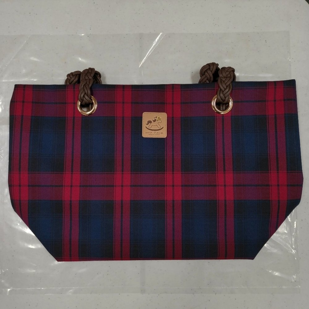 Waterproof Plaid Braided Woven Tote Shoulder Bag - Picture 9 of 13